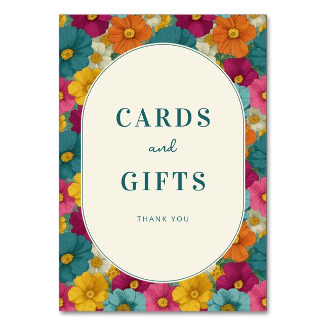 Tarjeta De Mesa Retro Botanica and Teal Wedding (Anverso)