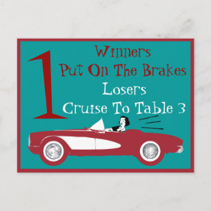 Tarjeta de mesa retro Bunco rojo convertible #1