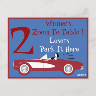 Tarjeta de mesa retro Bunco rojo convertible #2