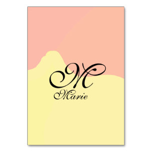 Tarjeta De Mesa Retro de color amarillo naranja añadir su monogram