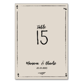 Tarjeta De Mesa Retro Grey Hand Drawn Illustrated Wedding