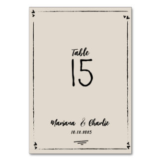 Tarjeta De Mesa Retro Grey Hand Drawn Illustrated Wedding
