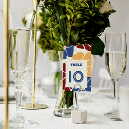Tarjeta De Mesa Retro Groovy Boho Moda Boda Floral