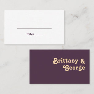 Tarjeta De Mesa Retro moderno Boda Llano Púrpura Oscuro