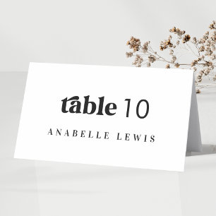 Tarjeta De Mesa Retro Script Boda Place Card con nombre de invitad