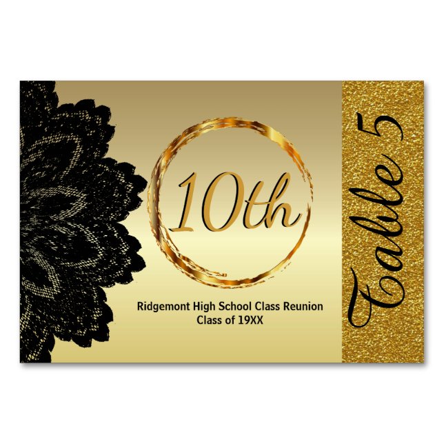 Tarjeta De Mesa Reunión personalizado Clase Dorada (Reverso)