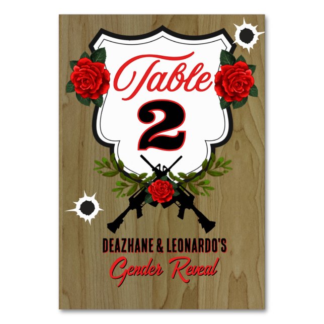Tarjeta De Mesa Revelación de género de armas o Rosas (Anverso)
