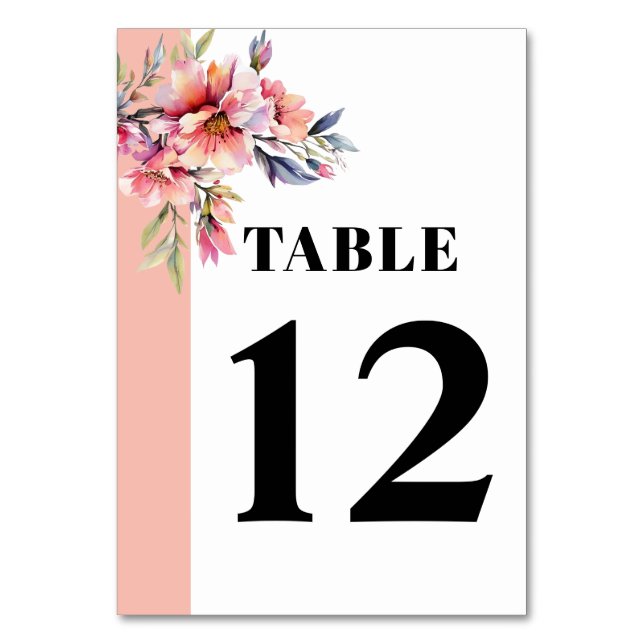 Tarjeta De Mesa Rhododendron con flores de boda melocotón-rosadas (Anverso)