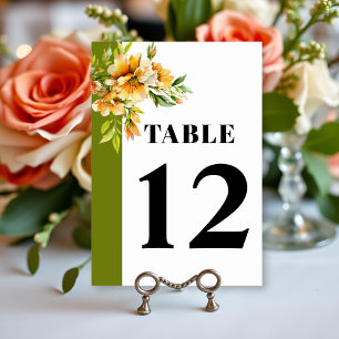 Tarjeta De Mesa Rhododendron flores naranjas amarillas boda