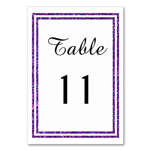 Tarjeta de mesa - Ribete de purpurina falso chic (Anverso)