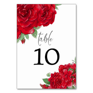 Tarjeta De Mesa Rich Red Roses Florals Elegante Boda de guiones