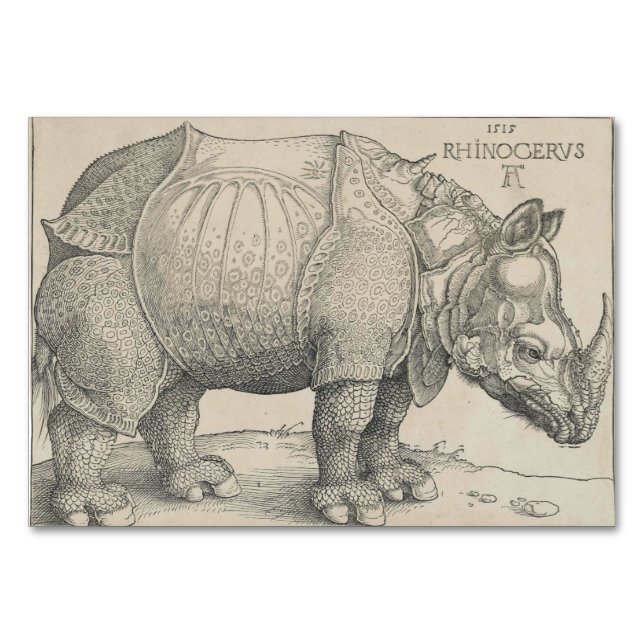 Tarjeta De Mesa Rinocerontes, Woodcut por Albrecht Durer (Anverso)