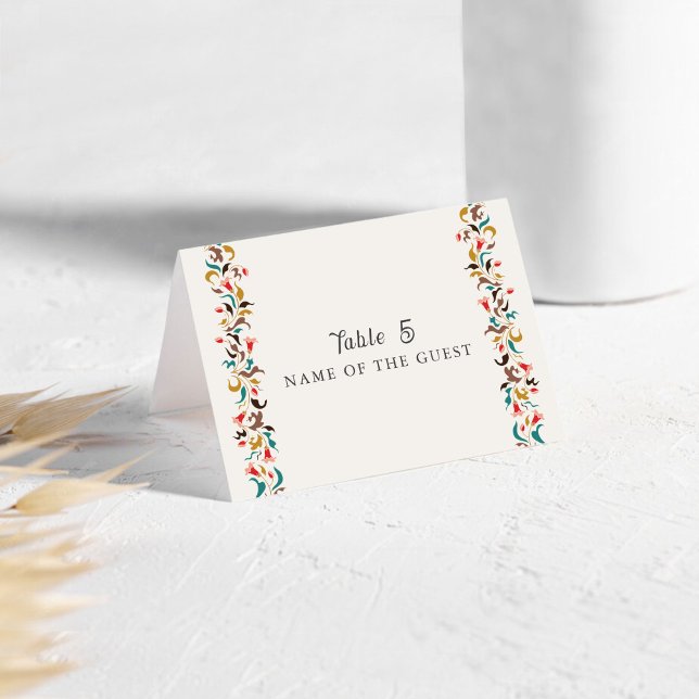 Tarjeta De Mesa Rising Boho Indo Floral Mandala Wedding Place Card (Subido por el creador)