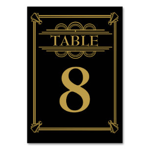 Tarjeta De Mesa Roaring 20's Art Deco Gatsby Número de tabla