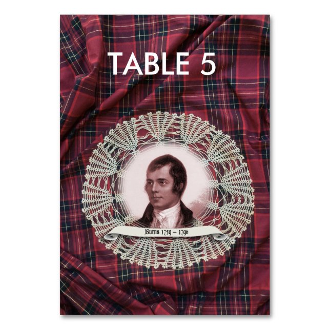 Tarjeta de mesa Robbie Burns Highland (Anverso)