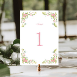 Tarjeta De Mesa Rococo Ornate Floral Border Wedding