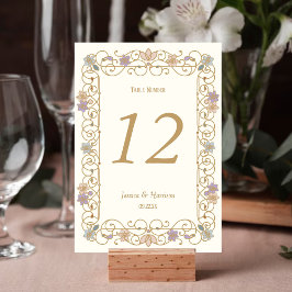 Tarjeta De Mesa Rococo Revival Elegant Vintage Floral Wedding