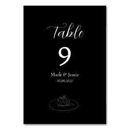 Tarjeta De Mesa ROE Boda simple negro y blanco