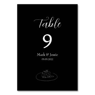 Tarjeta De Mesa ROE Boda simple negro y blanco