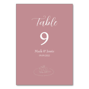 Tarjeta De Mesa ROE Boda simple rosa y blanco
