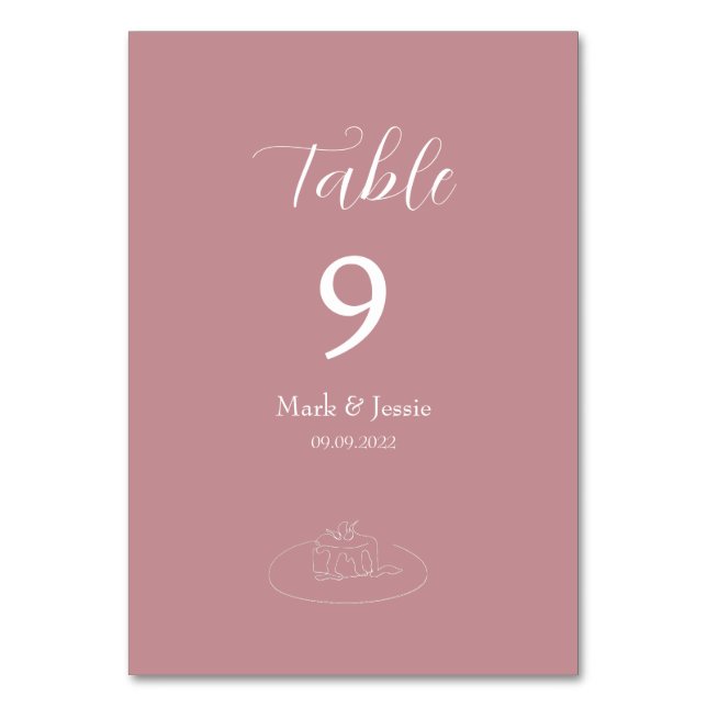 Tarjeta De Mesa ROE Boda simple rosa y blanco (Anverso)