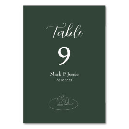 Tarjeta De Mesa ROE Dusky Green & White Simple Boda