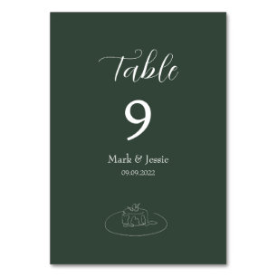 Tarjeta De Mesa ROE Dusky Green & White Simple Boda