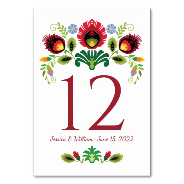 Tarjeta de mesa roja de flores folclóricas polacas (Reverso)