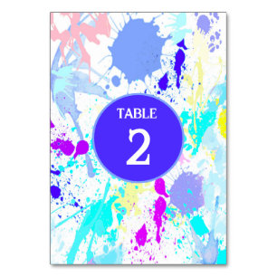 Tarjeta De Mesa Rojiazul neón turquesa morado salpicadura de pintu