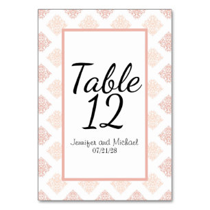 Tarjeta De Mesa Rojizo Melocotón Suave Damask