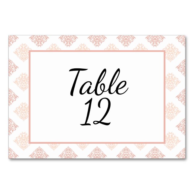 Tarjeta De Mesa Rojizo Melocotón Suave Damask (Anverso)