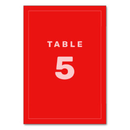 Tarjeta De Mesa Rojo Caliente + Rosa Wes Anderson Número de Tabla