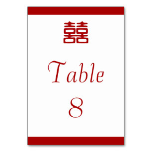 Tarjeta De Mesa Rojo Oscuro Doble Felicidad - Elegante