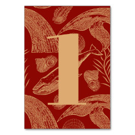 Tarjeta De Mesa Rojo vintage de ballena náutica