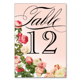 Tarjeta De Mesa Romance floral vintage Rosas rosas rosas números d