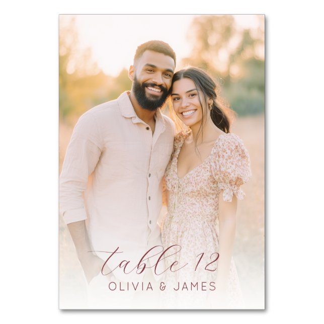 Tarjeta De Mesa Romantic Beige Floral Photo (Reverso)