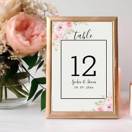 Tarjeta De Mesa Romantic Blush Rose Wedding