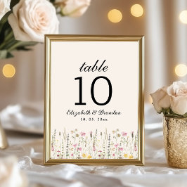 Tarjeta De Mesa Romantic Boho Wedding with Wildflowers