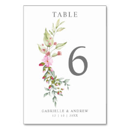 Tarjeta De Mesa Romantic Floral Garland in Pink for Wedding