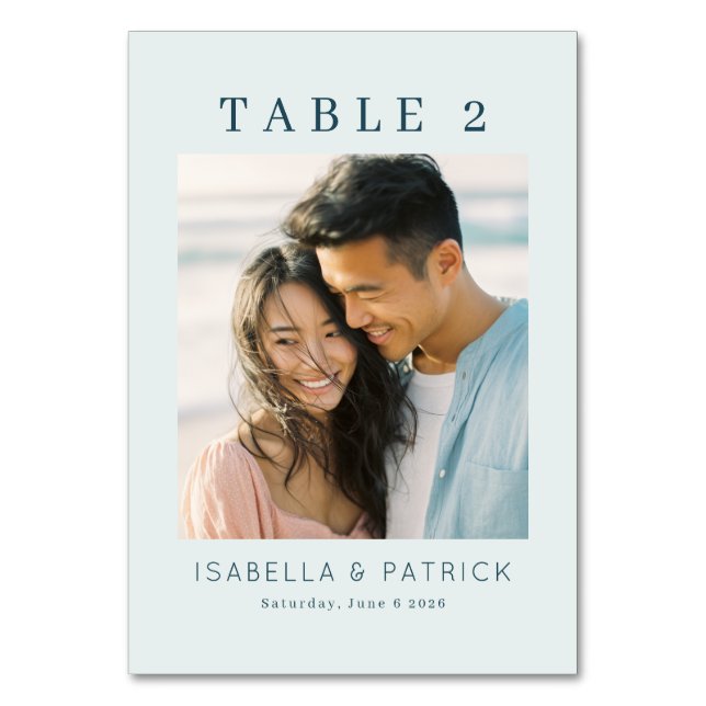 Tarjeta De Mesa Romantic Pastel Minimalist Photo (Anverso)