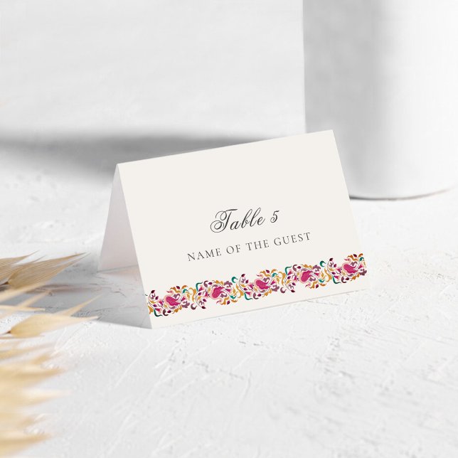 Tarjeta De Mesa Romantic Pearl Swan Floral Wedding Place Card (Subido por el creador)