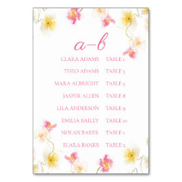 Tarjeta De Mesa Romantic Pink Floral Elegant Alphabet