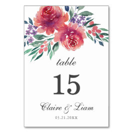 Tarjeta De Mesa Romántica acuarela Floral Boda de campo