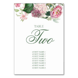 Tarjeta De Mesa Romántica acuarela Flores rosadas Boda Jardín