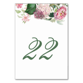 Tarjeta De Mesa Romántica acuarela Flores rosadas Boda Jardín