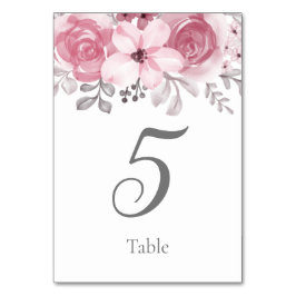 Tarjeta De Mesa Romántica acuarela Pink Florals Sr. y Sra. Boda
