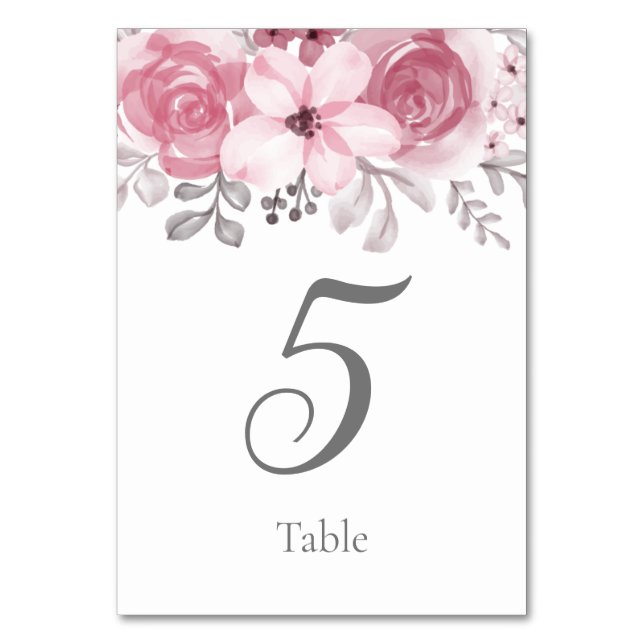 Tarjeta De Mesa Romántica acuarela Pink Florals Sr. y Sra. Boda (Reverso)