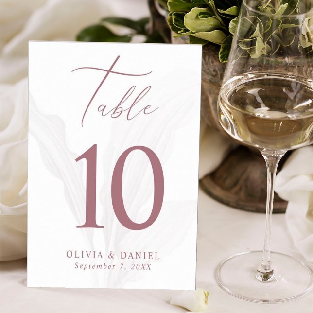 Tarjeta De Mesa Romántica Mauve Minimal Elegante Boda (Subido por el creador)
