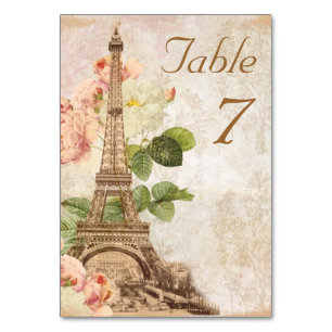 Tarjeta de mesa romántica rosa rosa rosa de París