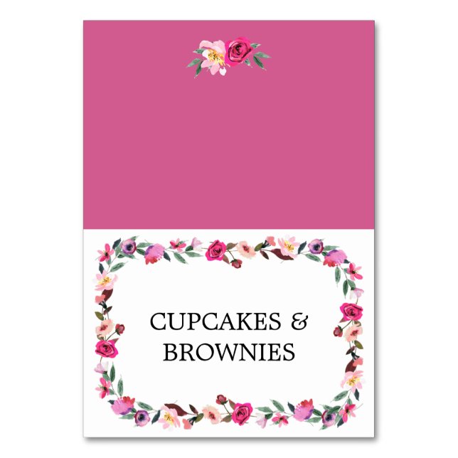 Tarjeta De Mesa Romántico Blossom Wreath Food Tent Cards (Anverso)